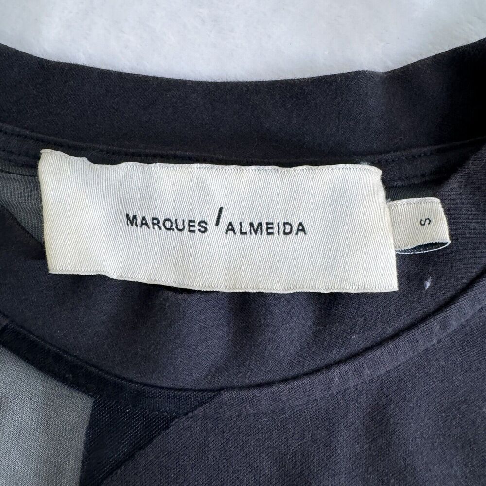 Marques Almeida Womens Shirt Devore Striped Top Goth Sheer Asymmetrical Small - Picture 12 of 12